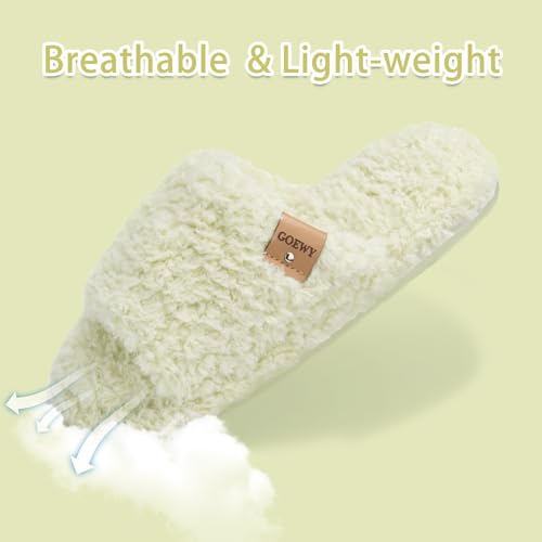 Image of GOEWY Fuzzy Open Toe Slippers for Women Indoor Cozy Memory Foam Slip On House Slides Shoes Gifts for Womens Her Mom