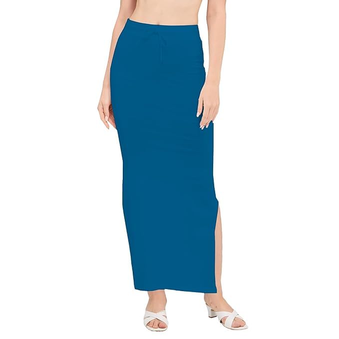 Image of DESI GIRL Cotton Lycra Stretchable Saree Shapewear Petticoat with Drawstring for Women | Fishcut Saree Petticoat with Side Slit for Easy Movement | Saree Shaper | Long inskirt