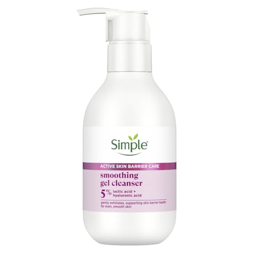 Simple Active Skin Barrier Care Smoothing Gel Face Cleanser 150 ml | with 7% Ceramide boosters, Lactic Acid & Hyaluronic Acid | Gently Exfoliates