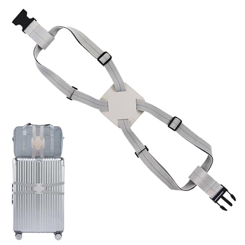 Cinghia regolabile per bagagli, cintura elastica di fissaggio per bagagli, cinghia elastica per valigie da trasporto con chiusura a fibbia sicura, accessori da viaggio per valigie trolley, grigia, si