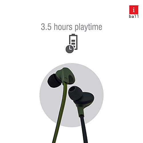 Image of iBall EarWear Sporty Wireless Bluetooth Headset with Mic for All Smartphones (Military Green)