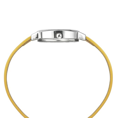 Image of Helix By Timex Beige /Yellow Square Analog Watches for Women | Quartz Movement Leather Strap Ladies Watches | Upto 30 m Water Resistance with Buckle Closure | Gift for Women TW057HL00