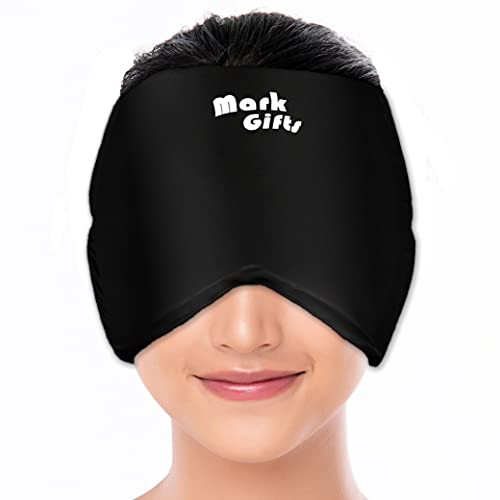 MarkGifts Fitting Gel Ice Headache/Migraine Relief Hat Hot or Cold Reusable, Cold Compression Relief for Chronic Migraine, Tension Headache, Stress Relief, Feverï¼ŒBlack-M