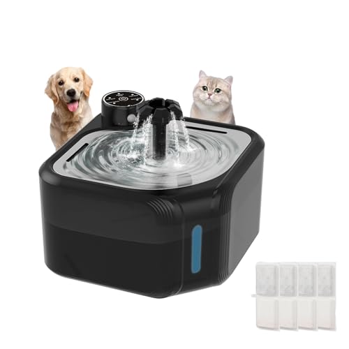 Domigard Fontanella per Gatti Senza Fili, 2.8 L Fontana per Gatti, Distributore Acqua Cani con Sensore di Movimento, Batteria da 3600 mAh, Design Silenzioso, Purificazione Multipla (Nero)