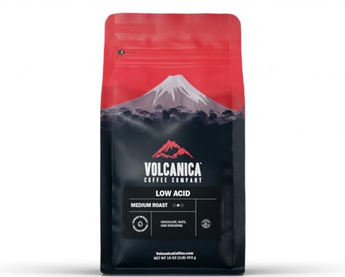 Low Acid Coffee, Blend of Natural Low Acidic Coffee, Whole Bean, Medium Roast, Fresh Roasted, 16-ounces