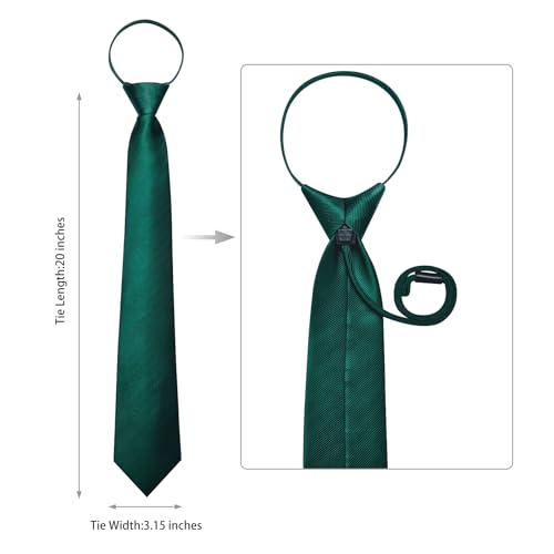 Image of DiBanGu Mens Zipper Ties Silk Adjustable Necktie Pocket Square | Paisley /Striped Pattern,Pre-tied Gift Tie Sets,Jacquard Woven,Pocket Square Cufflinks,Great for Formal & Business Wedding