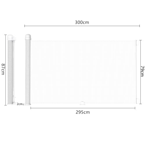 YUENFONG Treppenschutzgitter Ausziehbar Türschutzgitter, 0-300 cm Absperrgitter Schutzgitter Baby Kindergitter, Treppenschutz Treppenschutzrollo Türgitter Einziehbares Tür, Weiß