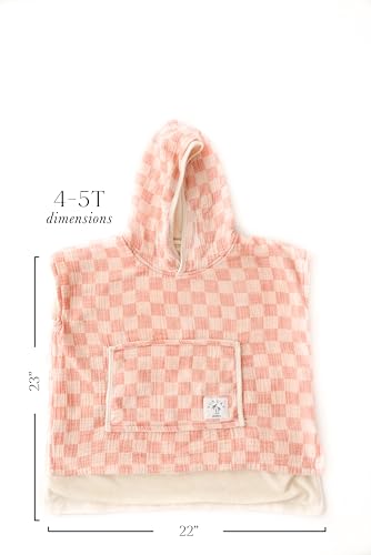 Image of Hooded Poncho Towel for Toddlers - Beach /Pool - Muslin Cotton Checker Print - Ultra Soft, Absorbent- Double Lined-2T-5T