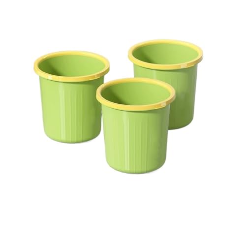 Caneca de basura plástica redonda sin tapa, pack de 3