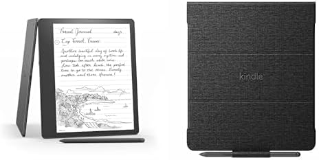 Amazon Kindle Scribe Essentials Bundle including Like- New Kindle Scribe(16 GB)- Good Grey, Premium Pen and Fabric Folio- Black