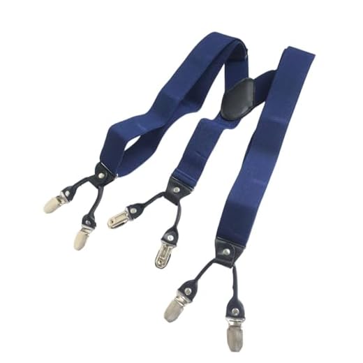 Suspensório Largo Luxo Couro Adulto 6 Pontas Azul Marinho