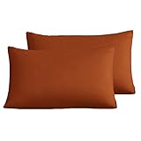 KAREVER Rust Pillowcases Envelope Closure Burnt Orange Pillow Covers Pack of 2 Solid Rust Bed Pillow Pillowcases Standard Pillowshams 20'X26'