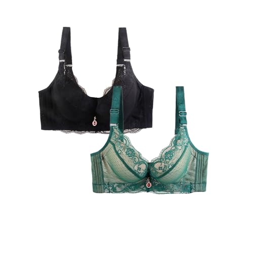 Generisch Sujetador deportivo para mujer, transpirable, talla grande, sujetador de encaje para mujer, sujetador sexy, gris, M