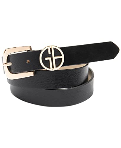 Giani Bernini Womens Designer Logo Keeper Belt Black Medium w 34" W:1"3
