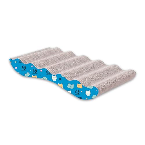 Image of Foodie Puppies 2-in-1 Reversible Cat Scratcher Pad with Catnip for Cats & Kittens, (Zig Zag, 43 x 26 x 6 cm) | Durable Corrugated Cardboard Cat Scratching Board | Scratch Post for Furniture Protection