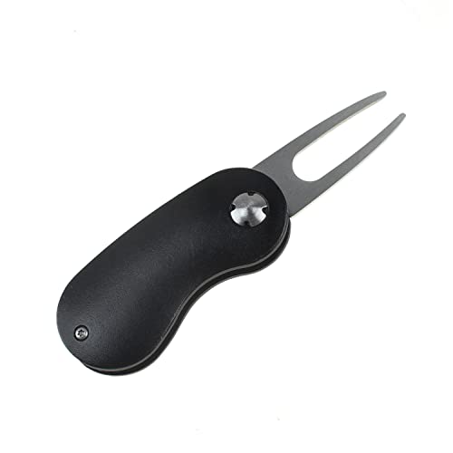 Kofull Pitchgabel Golf +2 Ball Marker+ 1 hat Clip Pitchgabel Switchblade Golf Grün Reparatur Gabel tragbar und klappbar Pitch - 1 Stück Schwarz