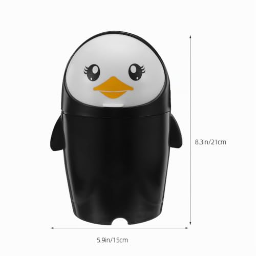 Miniatura 5 de Diyeah Papelera De Escritorio Con Tapa Mini Papelera Pingüino Pequeña Bote De Basura De Mesa Para Oficina Dormitorio Decoración Creativa