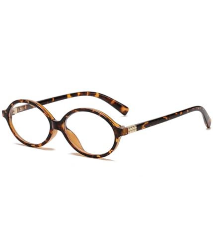 ZIMUSUN Fashion Oval Frame Glasses for Women Men Oval Lens Non-prescription Nerd Eyeglasses(A1 Tortoise)
