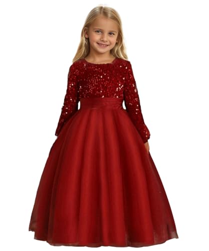 ABAO SISTER Flower Girl Sequin Dress Kids Party Birthday Christmas Dresses Pageant Ball Gown