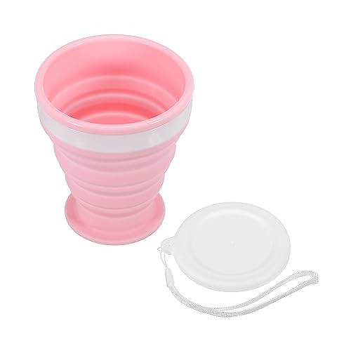 PATIKIL Collapsible Cup, 200mL Travel Folding Cup Silicone Portable Drinking Cup for Camping Hiking Outdoors Pink