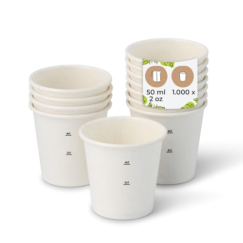 BIOZOYG Gobelet en carton 1000 pièces 50 ml / 2 oz, 50 mm - Gobelets jetables pour café - Gobelets en carton pour boissons chaudes - Alternative aux gobelets...