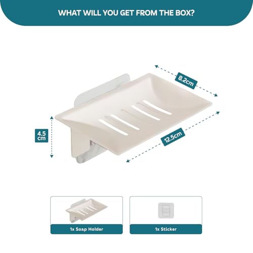 Image of MIORAH Self Adhesive Soap Holder for Bathroom Wall - Strong Grip Soap Stand for Bathroom, No Drill Wall Mounted Soap Dish with Drain Tray, Bathroom Soap Holder & Soap Case