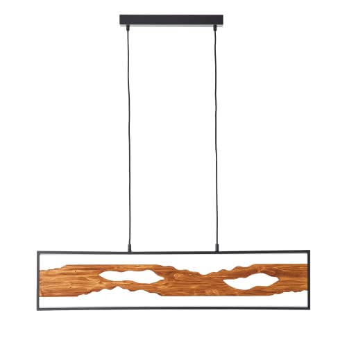 Brilliant LED Pendelleuchte 100cm Schwarz/Holz - Aluminium/Metall Deckenlampe für Esstisch und Wohnzimmer - Verstellbare Lampe