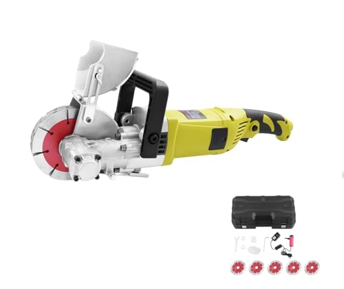 Image of Electric Wall Groove Cutting Machine, 2800 W Dust-Free Concrete Brick Walls Machine,Adjustable Cutting Depth & Width, with Wall Chaser and 5pcs