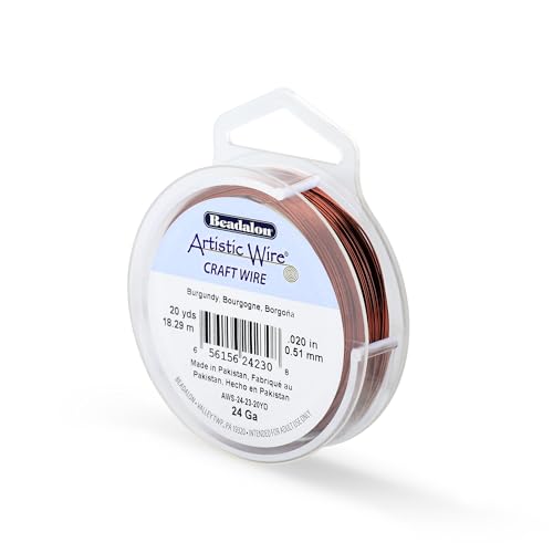 Image of Artistic Wire, 24 Gauge Tarnish Resistant Colored Copper Craft Wire, Burgandy, 20 yd