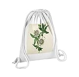 Imprimé en France Fabulous Sac de Gym en Coton Blanc Passiflora caerulea Planche Illustration Botanique Ancienne Fleur Exotique 12 Litres