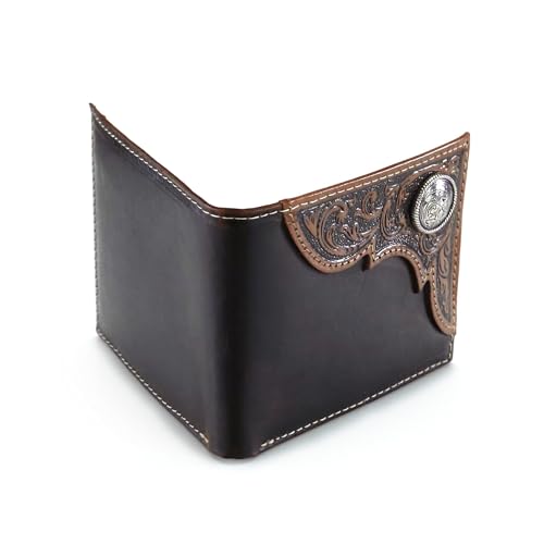 Ariat Men's Distressed Corner Over Circle Trifold Wallet3