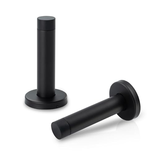 HOME MASTER HARDWARE 2 Pack Black 304 Stainless Steel Door Stoppers – 3.5 Inch Wall Protector Bumper with Sound Dampening
