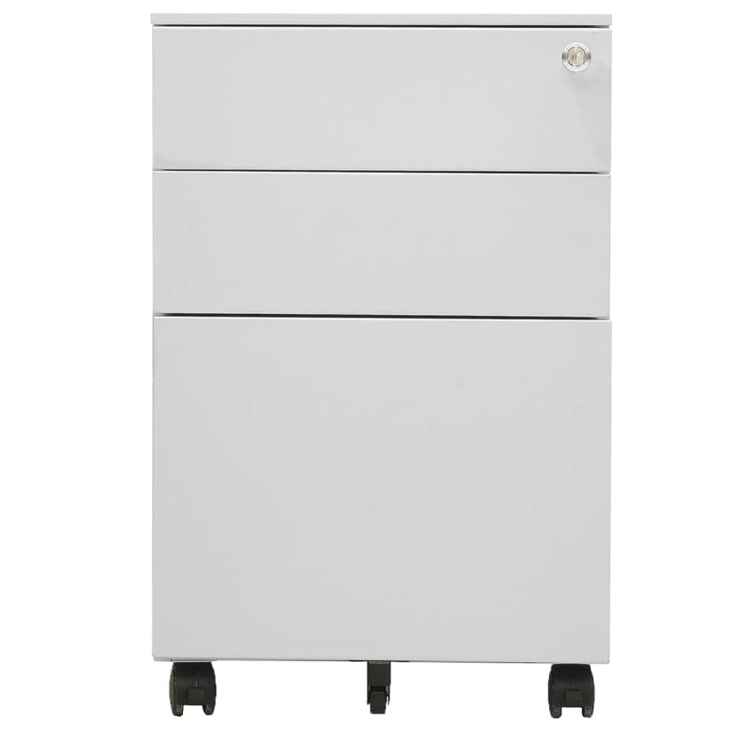 Hothingwell Raccoglitore Mobile Grigio Chiaro 3 Cassetti Acciaio | Barre di sospensione rimovibili, portamatite, cuscinetto a sfere, per file lettera legale A4