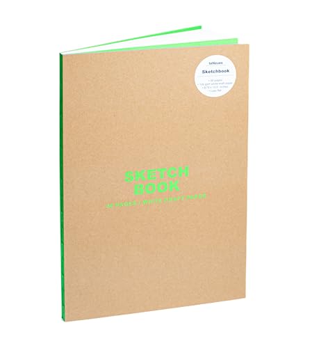 teNeues - Sketchbook Large Format - 50 White Kraft Pages, Lay Flat Binding, Kraft and Neon Green: Sketchbook: Sketchbook