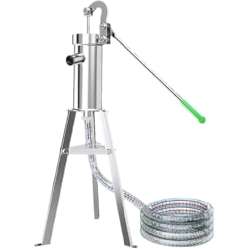 FiveLn 井戸ポンプ 吸引手動ポンプ、 5m/10m ホース付きステンレス製深井戸ポンプ、大水量、 庭、農場用地下水ピッチャーポンプキッ (10 m)