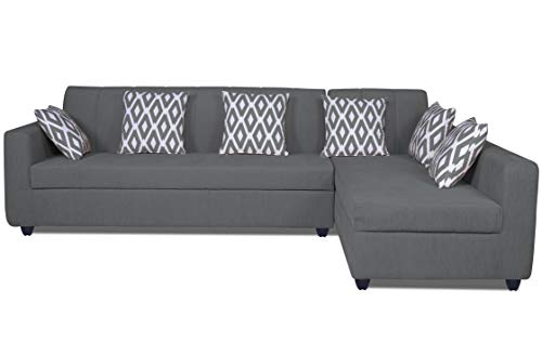 Image of Adorn India Rio Highback L Shape 6 Seater Corner Sofa Set (Grey) (3 Year Warranty)