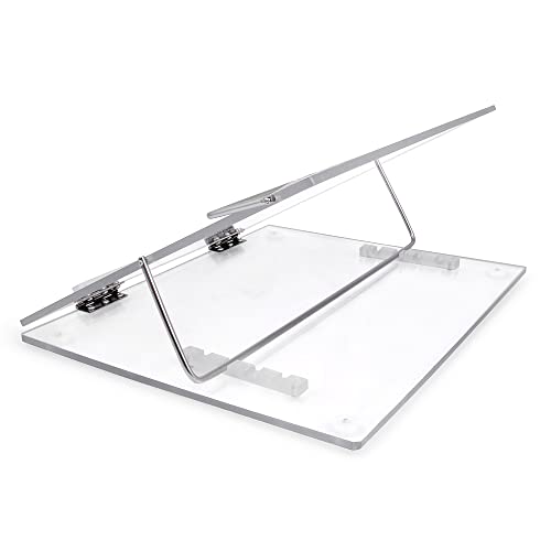 Image of Writing Desk Table Top Elevator with Adjustable Height Slant Book Reading Stand Office Tabletop Portable Easy Book Reading Stand (Small Size 15x12 Inches, Clear Transparent) 7MM Polystyrene