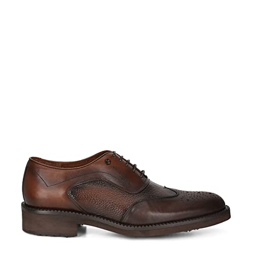 FRANCO CUADRA Men's Derby Shoes in Genuine Deer Leather Brown