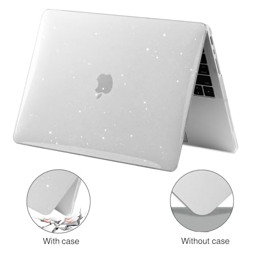 EooCoo Glitter Clear Hard Case for 2021 Newest MacBook Pro 14 inch A2442 M1 Pro Chip, Hard Case with Keyboard Cover, Screen Protector, Sparkly Clear