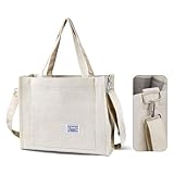 tote bag canvas 【Stilvolles Design】 - Cordtaschen damen mit verstellbarem, weichem Schulterriemen und Griff oben. Sieht stilvoll und trendy aus, kann zu jedem Kleidungsstil getragen werden, ist lässig und bequem und wird nie aus der Mode kommen.