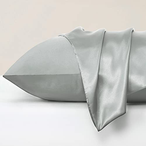 Ruikasi Satin Pillowcase For Hair And Skin - Grey Pillowcase Queen Set Of 2, Silky Pillow Cases Queen Size 2 Pack With Envelope Closure, 20X30 Inches #TOP1