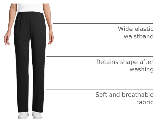 Image of Lands' End Women's Relaxed Fit Sport Knit High Rise Pants - Soft Cotton Pull-On with Elastic Waist