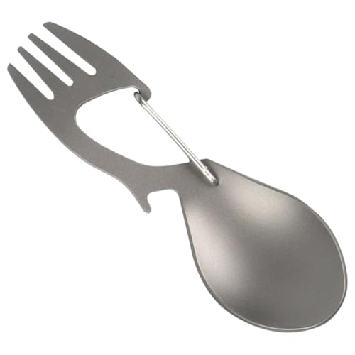 FOYTOKI Fourchette-Cuillère Multifonction en Titane Naturel Ouvre-Bouteille Pratique Légère et Pliable pour Camping Pique-Niques et Activités de Plein Air