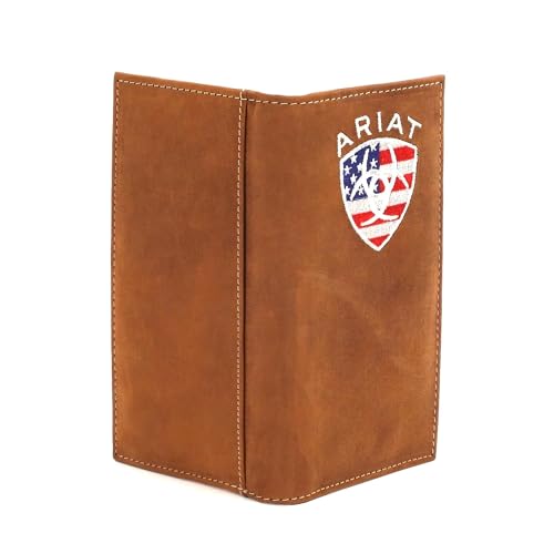 ARIAT Men's Leather Rodeo Wallet with American Flag Shield Embroidery2