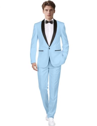 Mens 2 Piece Suits Shawl Lapel Tuxedo for Men Slim Fit Blazer Jacket Set for Wedding Dinner Prom - Main Image