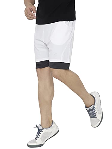 Image of CHKOKKO Double Layered Gym Shorts for Men Workout | Compression Inner Layer with Pockets Across Inner Outer and Back | Dry Fit Sports Athletic wear for Running Jogging or Training