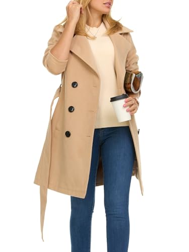 Steve Madden Trench Coat for Women – Double-Breasted Long Winter Faux Wool Coat3
