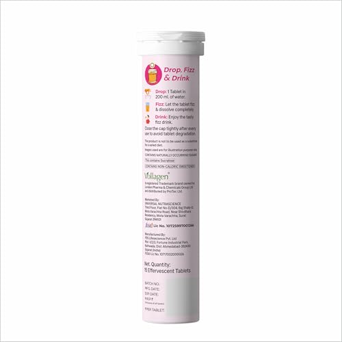 Image of Collagen Effervescent Tablets For Skin Glow | With Vitamin C, Hyaluronic Acid & Resveratrol | Mix Berry Flavor | Skin Hydration & Anti-Aging Support | Vegan Beauty Supplement For Women & Men | 15 Tablets Each (Pack Of 6)