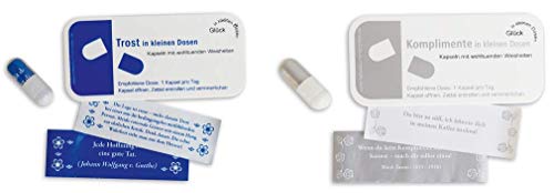 Geschenkidee Erste Hilfe Set gegen Traurige Tage Trost in kleinen Dose & Komplimente in kleinen Dosen