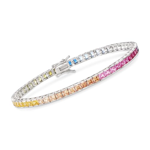 Ross-Simons 8.70 ct. t.w. Simulated Multicolored Sapphire Tennis Bracelet in Sterling Silver